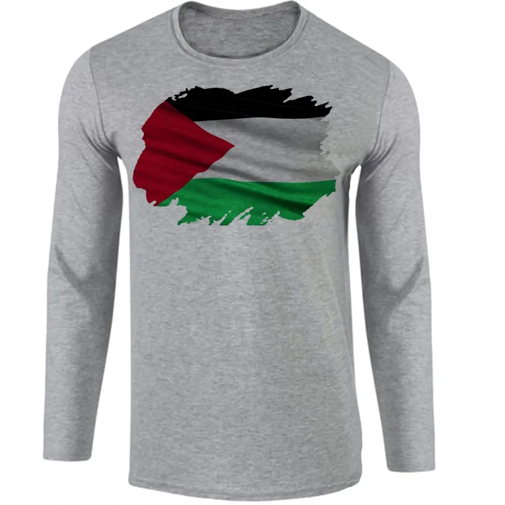 Camiseta manga longa Infantil ou Adulto Palestina Bandeira