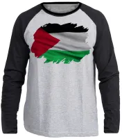 Camiseta manga longa Infantil ou Adulto Palestina Bandeira - Foto 3