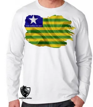 Camiseta manga longa Infantil ou Adulto Bandeira Piauí Estado - Foto 2