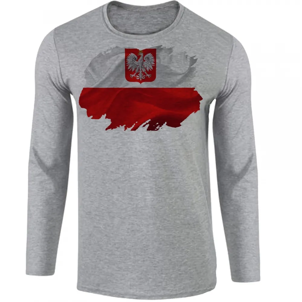 Camiseta manga longa Infantil ou Adulto Polônia Bandeira