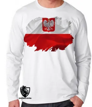 Camiseta manga longa Infantil ou Adulto Polônia Bandeira - Foto 2