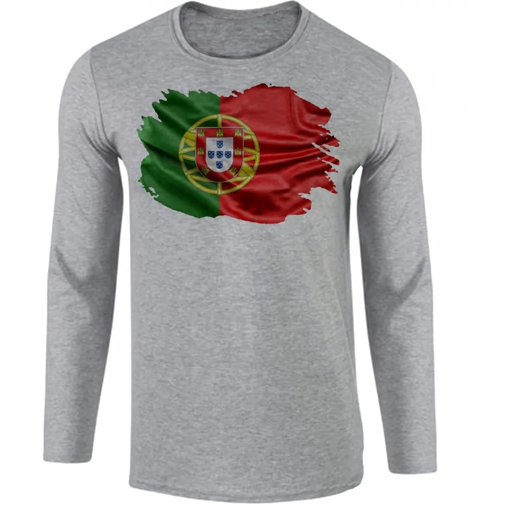 Camiseta manga longa Infantil ou Adulto Portugal Bandeira Imagem