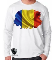 Camiseta manga longa Infantil ou Adulto Romênia Bandeira - Foto 2