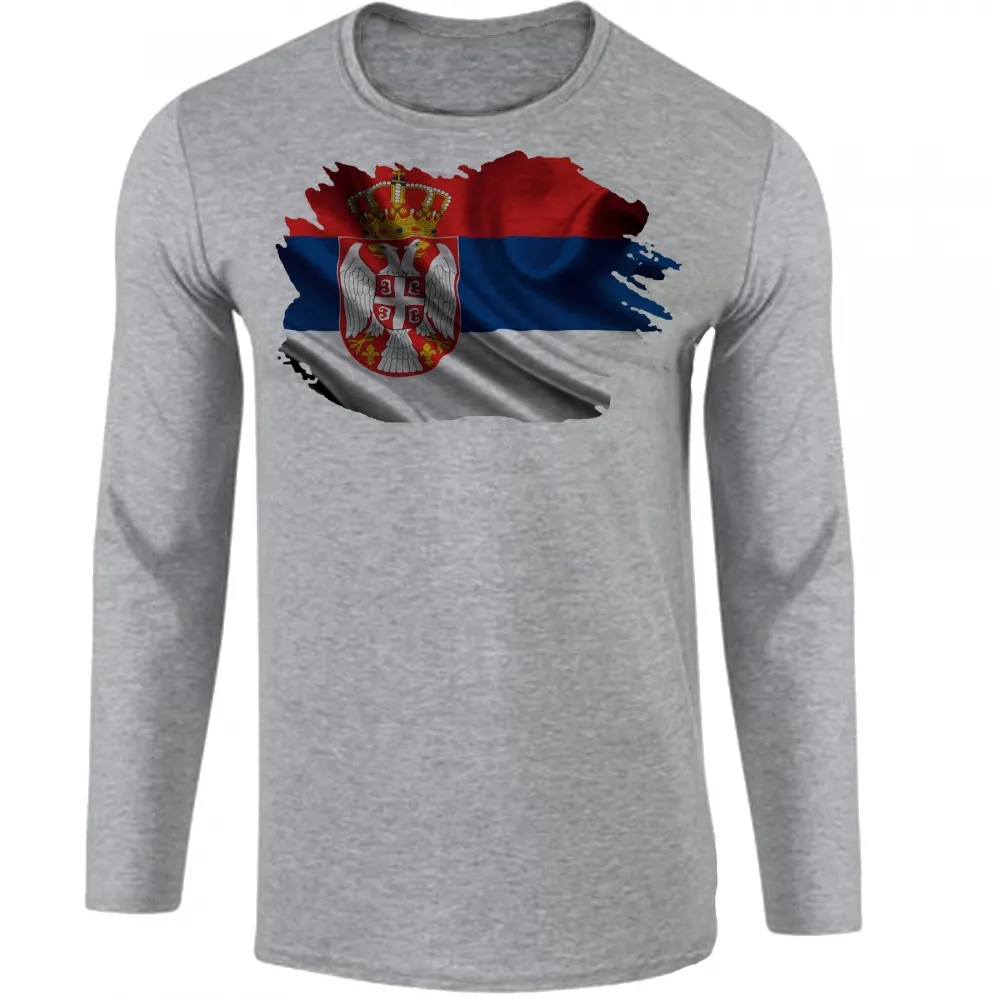 Camiseta manga longa Infantil ou Adulto SÉRVIA País nos Balcãs