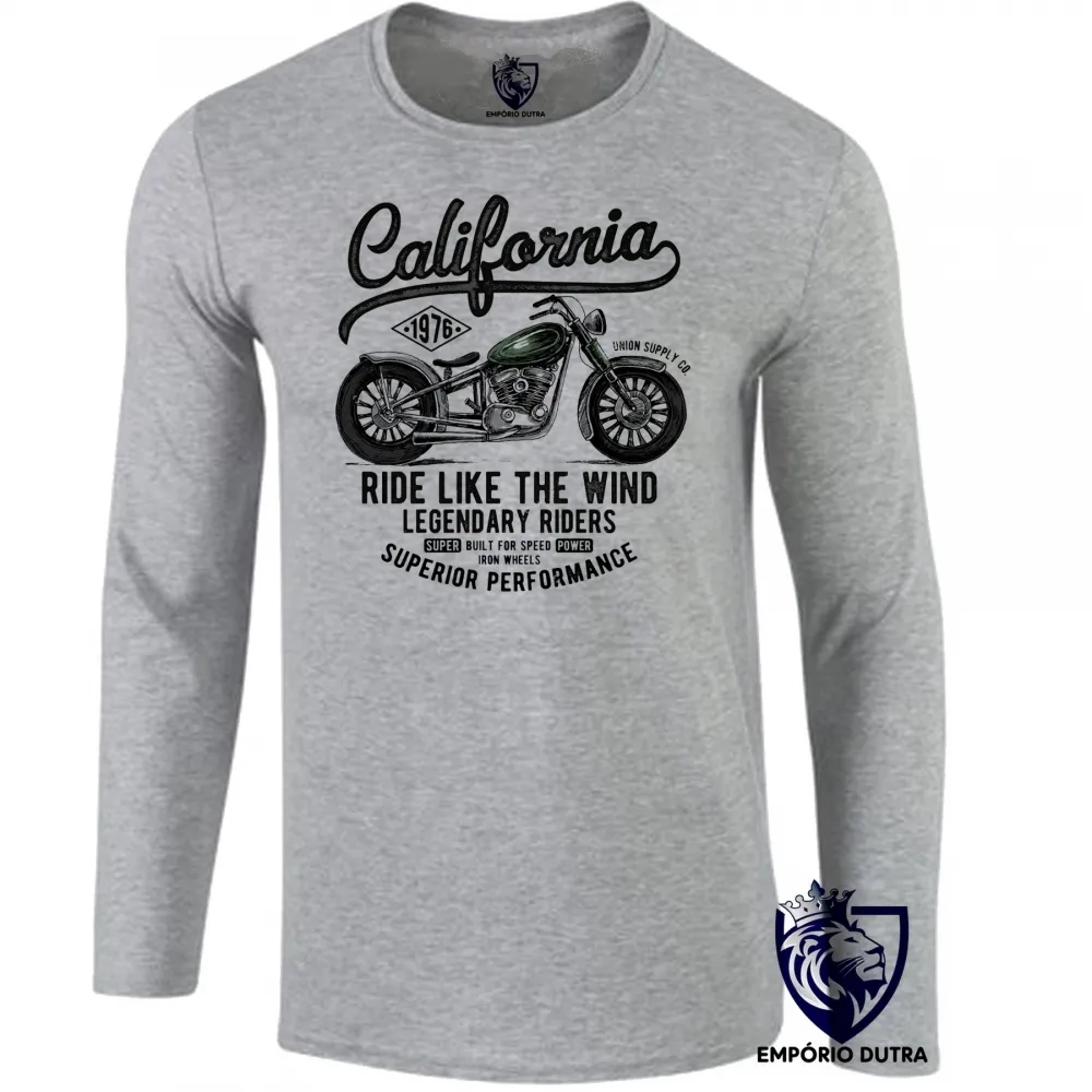 Camiseta manga longa Infantil ou Adulto Califórnia moto harley davidson