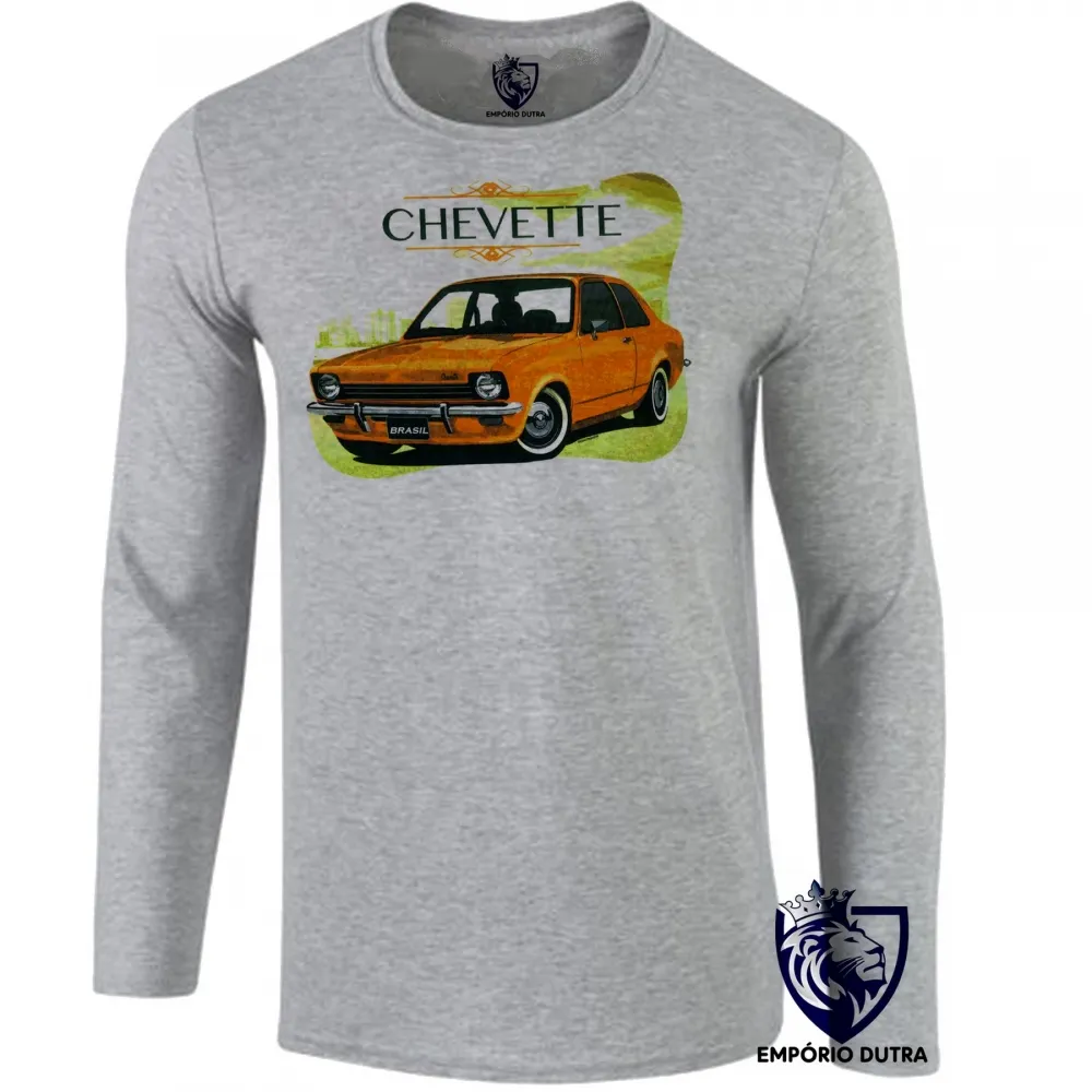 Camiseta manga longa Infantil ou Adulto Chevette Brasil carro antigo