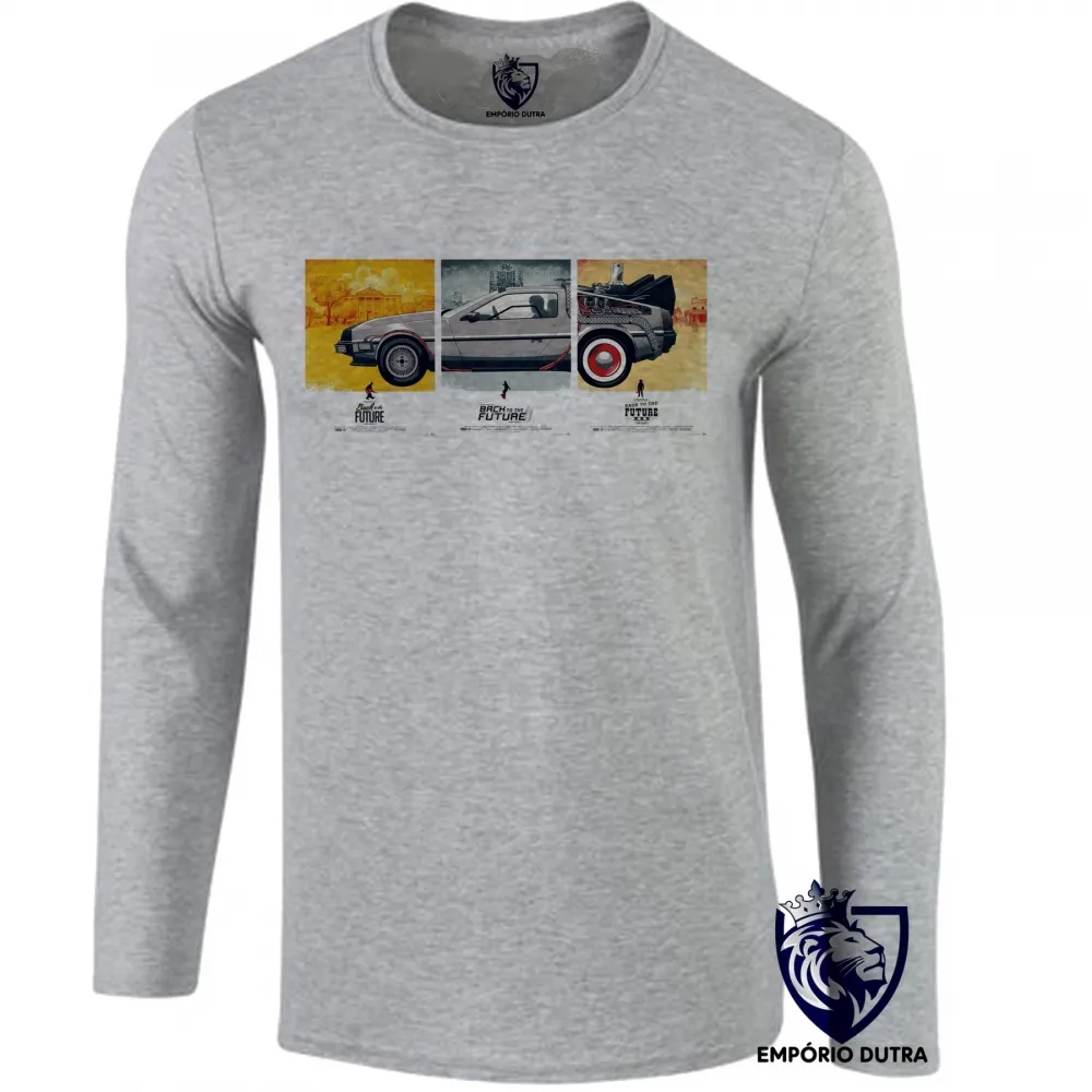Camiseta manga longa Infantil ou Adulto DeLorean carro Imagem
