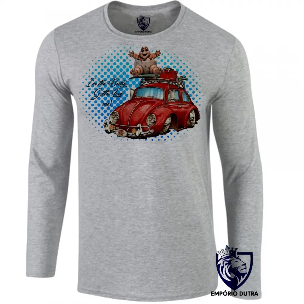 Camiseta manga longa Infantil ou Adulto Im baby dinossauro love red fusca