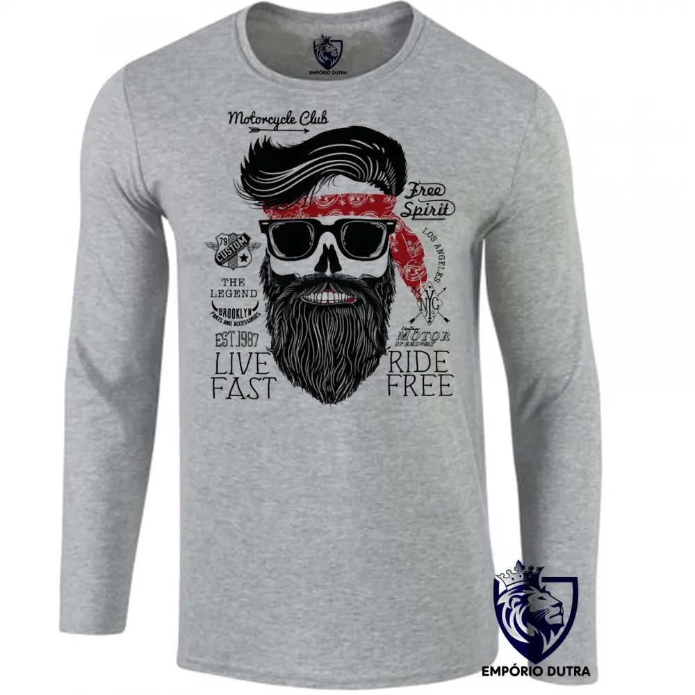 Camiseta manga longa Infantil ou Adulto Moto cycle Club Free spirit harley davidson