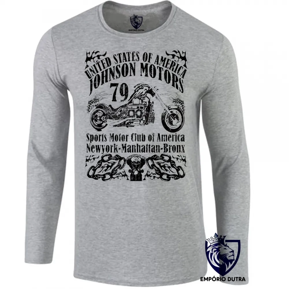 Camiseta manga longa Infantil ou Adulto Moto Johnson Motors 79 USA harley davidson Imagem
