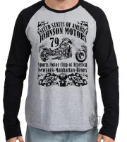 Camiseta manga longa Infantil ou Adulto Moto Johnson Motors 79 USA harley davidson - Foto 3