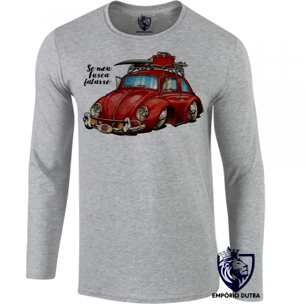 Camiseta manga longa Infantil ou Adulto Se meu Fusca falasse carro volkswagen Imagem