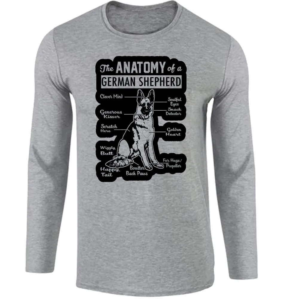 Camiseta manga longa Infantil ou Adulto Anatomia Pastor Alemão German Sheperd