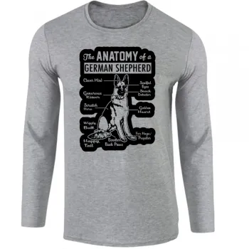 Camiseta manga longa Infantil ou Adulto Anatomia Pastor Alemão German Sheperd