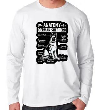 Camiseta manga longa Infantil ou Adulto Anatomia Pastor Alemão German Sheperd - Foto 2