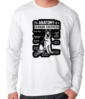 Camiseta manga longa Infantil ou Adulto Anatomia Pastor Alemão German Sheperd - Foto 2