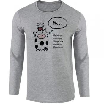 Camiseta manga longa Infantil ou Adulto Animais respeite-os vegatariano vegano