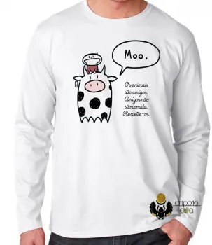 Camiseta manga longa Infantil ou Adulto Animais respeite-os vegatariano vegano - Foto 2