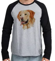 Camiseta manga longa Infantil ou Adulto cachorro cão dog labrador caramelo - Foto 3