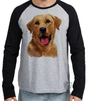 Camiseta manga longa Infantil ou Adulto cachorro cão dog labrador caramelo raça show - Foto 2