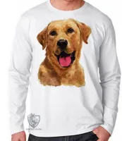 Camiseta manga longa Infantil ou Adulto cachorro cão dog labrador caramelo raça show - Foto 3