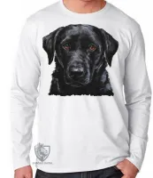 Camiseta manga longa Infantil ou Adulto cachorro cão dog labrador preto black - Foto 2