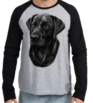 Camiseta manga longa Infantil ou Adulto cachorro cão dog labrador preto raça - Foto 2