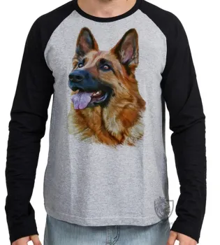 Camiseta manga longa Infantil ou Adulto cachorro cão dog pastor alemão german Shepherd - Foto 2