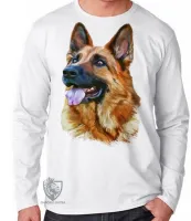 Camiseta manga longa Infantil ou Adulto cachorro cão dog pastor alemão german Shepherd - Foto 3