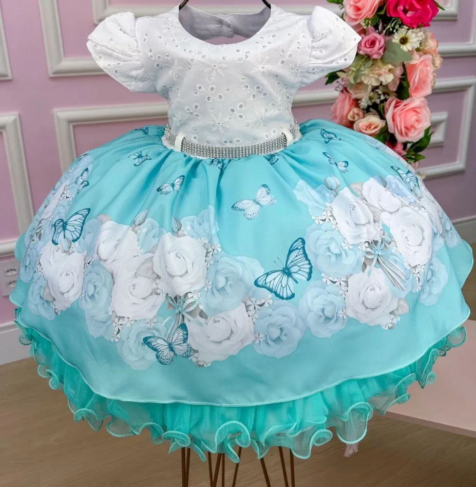 Vestido Festa Lasie/Floral Azul Menina Bonita