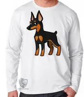 Camiseta manga longa Infantil ou Adulto cachorro cão dog pinscher raça canina - Foto 2