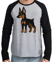 Camiseta manga longa Infantil ou Adulto cachorro cão dog pinscher raça canina - Foto 3