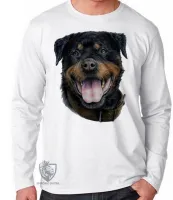 Camiseta manga longa Infantil ou Adulto cachorro cão dog rottweiler raça canina - Foto 2