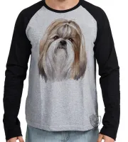 Camiseta manga longa Infantil ou Adulto cachorro cachorro cão dog Shih tzu raça pintura - Foto 2