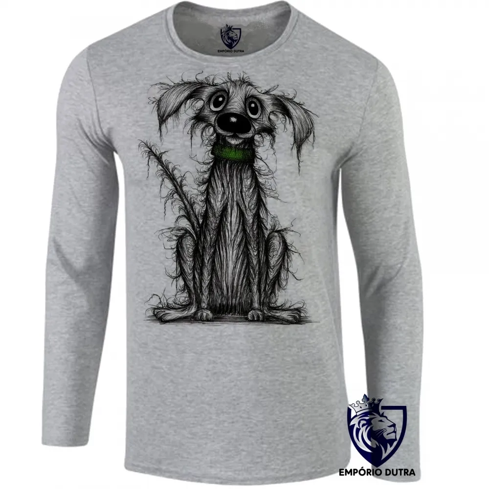 Camiseta manga longa Infantil ou Adulto cachorro cão dog vira lata cusco cachorrinho