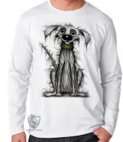 Camiseta manga longa Infantil ou Adulto cachorro cão dog vira lata cusco cachorrinho - Foto 2