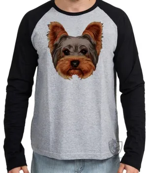 Camiseta manga longa Infantil ou Adulto cachorro cão dog Yorkshire carinha york - Foto 2