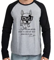 Camiseta manga longa Infantil ou Adulto Cachorro bulldog Nerd frase Einstein - Foto 2