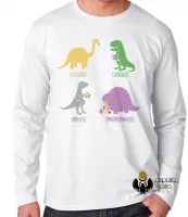 Camiseta manga longa Infantil ou Adulto Dinossauros carnivoro vegetariano vegano - Foto 2