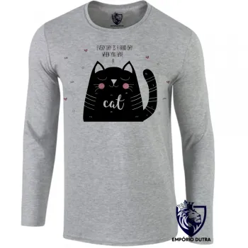 Camiseta manga longa Infantil ou Adulto Every day is a good gato cat