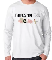 Camiseta manga longa Infantil ou Adulto friends not food animais vegatariano - Foto 3