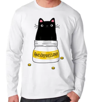 Camiseta manga longa Infantil ou Adulto Gatinho antidepressivo gato cat - Foto 2