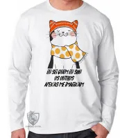 Camiseta manga longa Infantil ou Adulto Gatinho eu sei quem eu sou gato felino - Foto 3