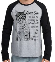 Camiseta manga longa Infantil ou Adulto Gato nerd mouse boca rato - Foto 2