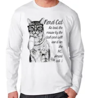 Camiseta manga longa Infantil ou Adulto Gato nerd mouse boca rato - Foto 3