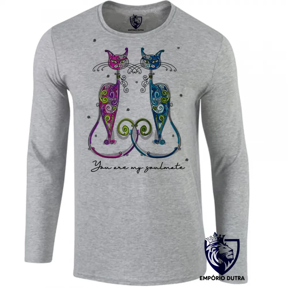Camiseta manga longa Infantil ou Adulto Gatos egipicio soulmate Imagem