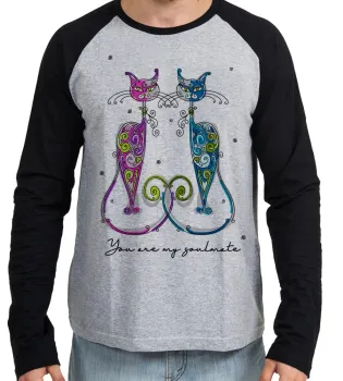 Camiseta manga longa Infantil ou Adulto Gatos egipicio soulmate - Foto 2