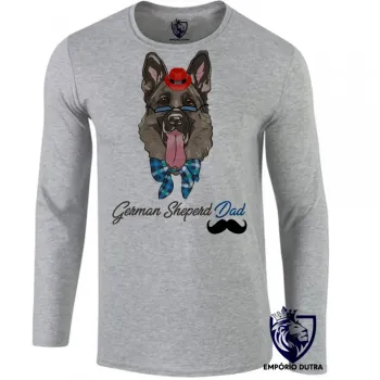 Camiseta manga longa Infantil ou Adulto German Sheperd Dad pastor alemão