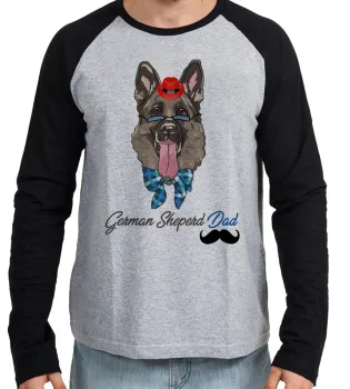 Camiseta manga longa Infantil ou Adulto German Sheperd Dad pastor alemão - Foto 2