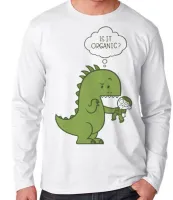 Camiseta manga longa Infantil ou Adulto Humano orgânico dinossauro - Foto 2